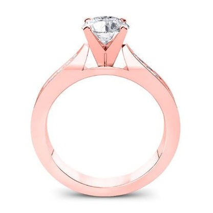 Petunia Round Moissanite Engagement Ring rosegold