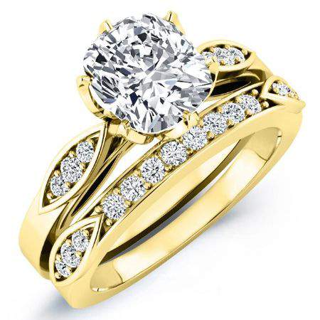 Pieris Cushion Moissanite Bridal Set yellowgold