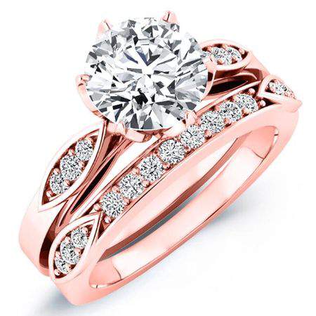 Pieris Round Moissanite Bridal Set rosegold