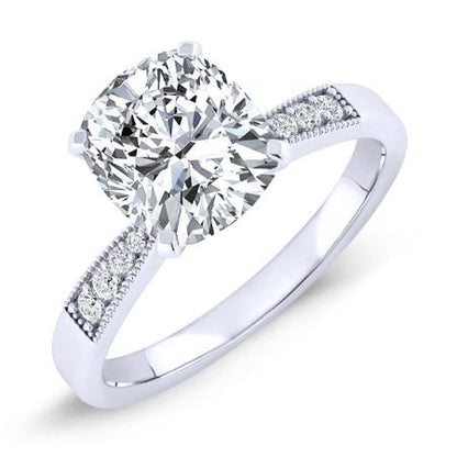 Poppy Cushion Moissanite Bridal Set whitegold
