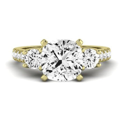 Primrose Diamond Matching Band Only ( Engagement Ring Not Included) For Ring With Cushion Center yellowgold
