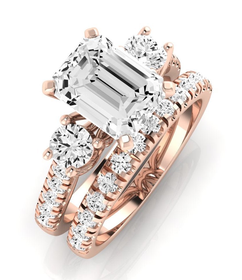 Primrose Diamond Matching Band Only ( Engagement Ring Not Included) For Ring With Emerald Center rosegold