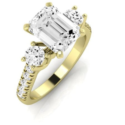 Primrose Diamond Matching Band Only ( Engagement Ring Not Included) For Ring With Emerald Center yellowgold
