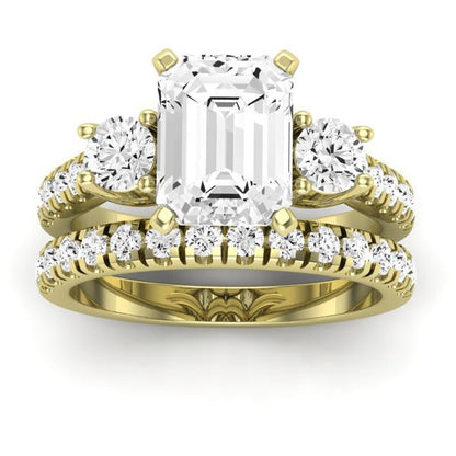 Primrose Diamond Matching Band Only ( Engagement Ring Not Included) For Ring With Emerald Center yellowgold
