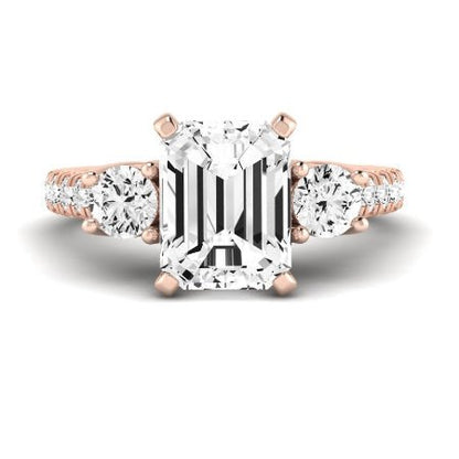 Primrose Diamond Matching Band Only ( Engagement Ring Not Included) For Ring With Emerald Center rosegold