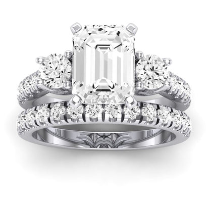 Primrose Emerald Moissanite Bridal Set whitegold