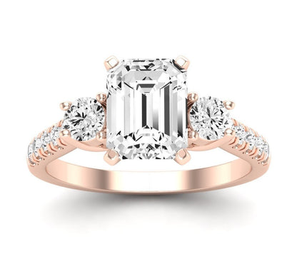 Primrose Emerald Diamond Engagement Ring (Lab Grown Igi Cert) rosegold