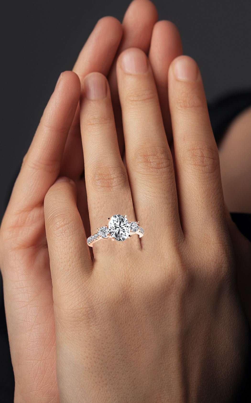 Primrose Oval Diamond Engagement Ring (Lab Grown Igi Cert) rosegold