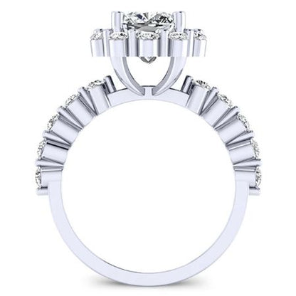 Privet Cushion Moissanite Bridal Set whitegold