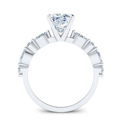 Redbud Cushion Moissanite Bridal Set whitegold