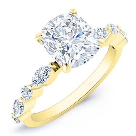 Redbud Cushion Moissanite Bridal Set yellowgold