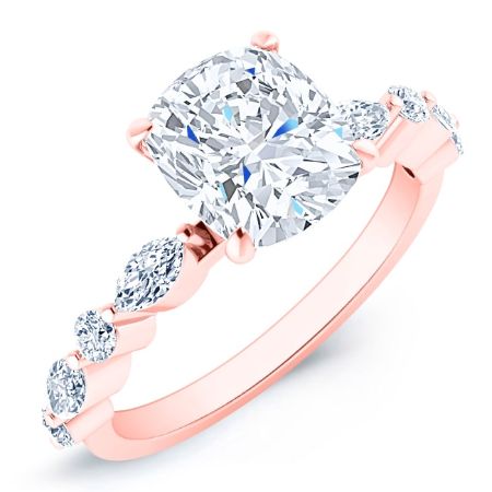 Redbud Cushion Moissanite Bridal Set rosegold