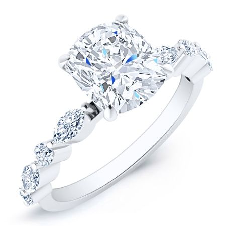 Redbud Cushion Moissanite Bridal Set whitegold