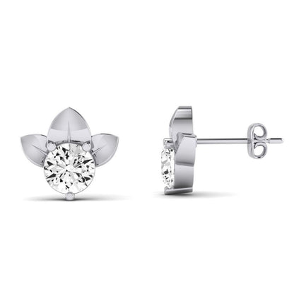 Reed Round Diamond Stud Earrings whitegold