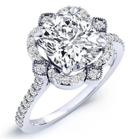Rockrose Diamond Matching Band Only (engagement Ring Not Included) For Ring With Cushion Center whitegold