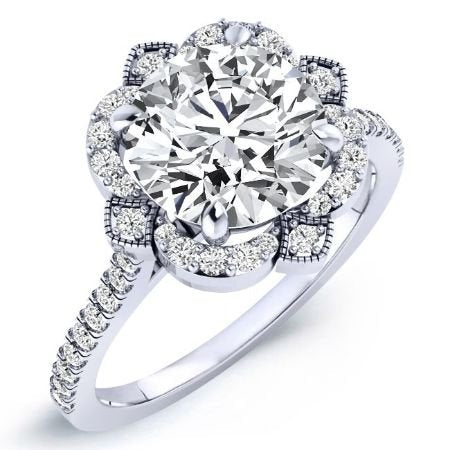 Rockrose Round Moissanite Bridal Set whitegold