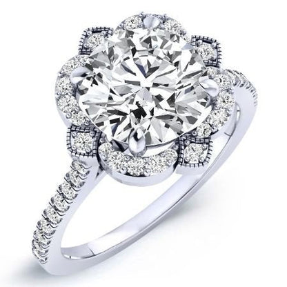 Rockrose Round Moissanite Bridal Set whitegold