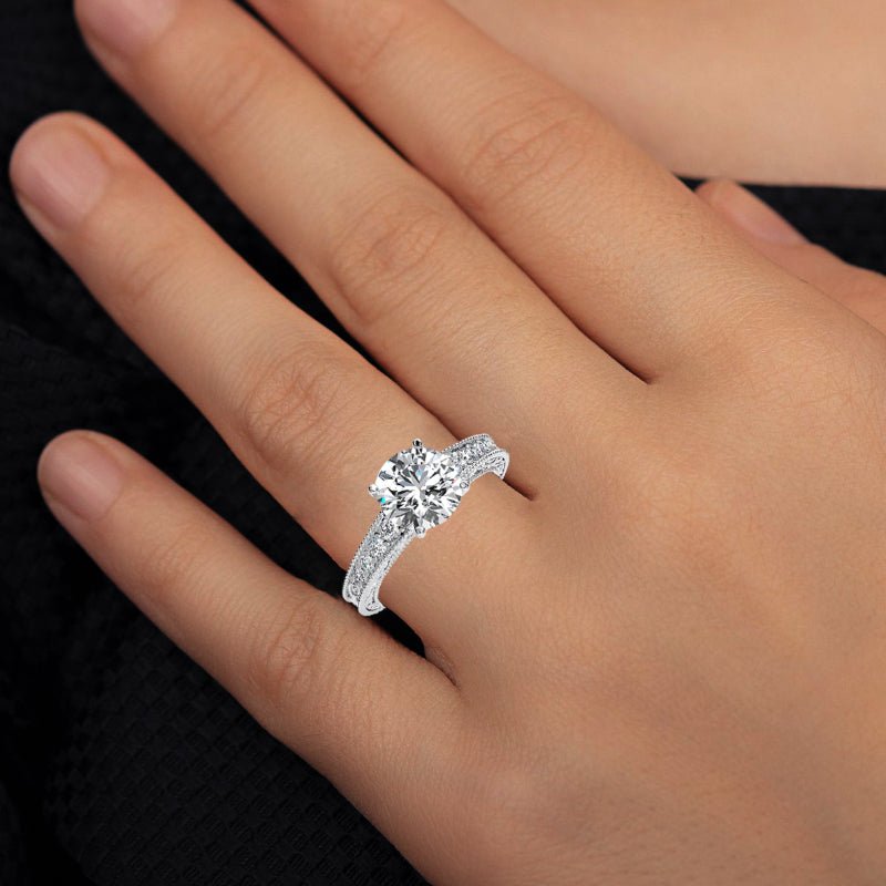 Romy Round Moissanite Engagement Ring whitegold