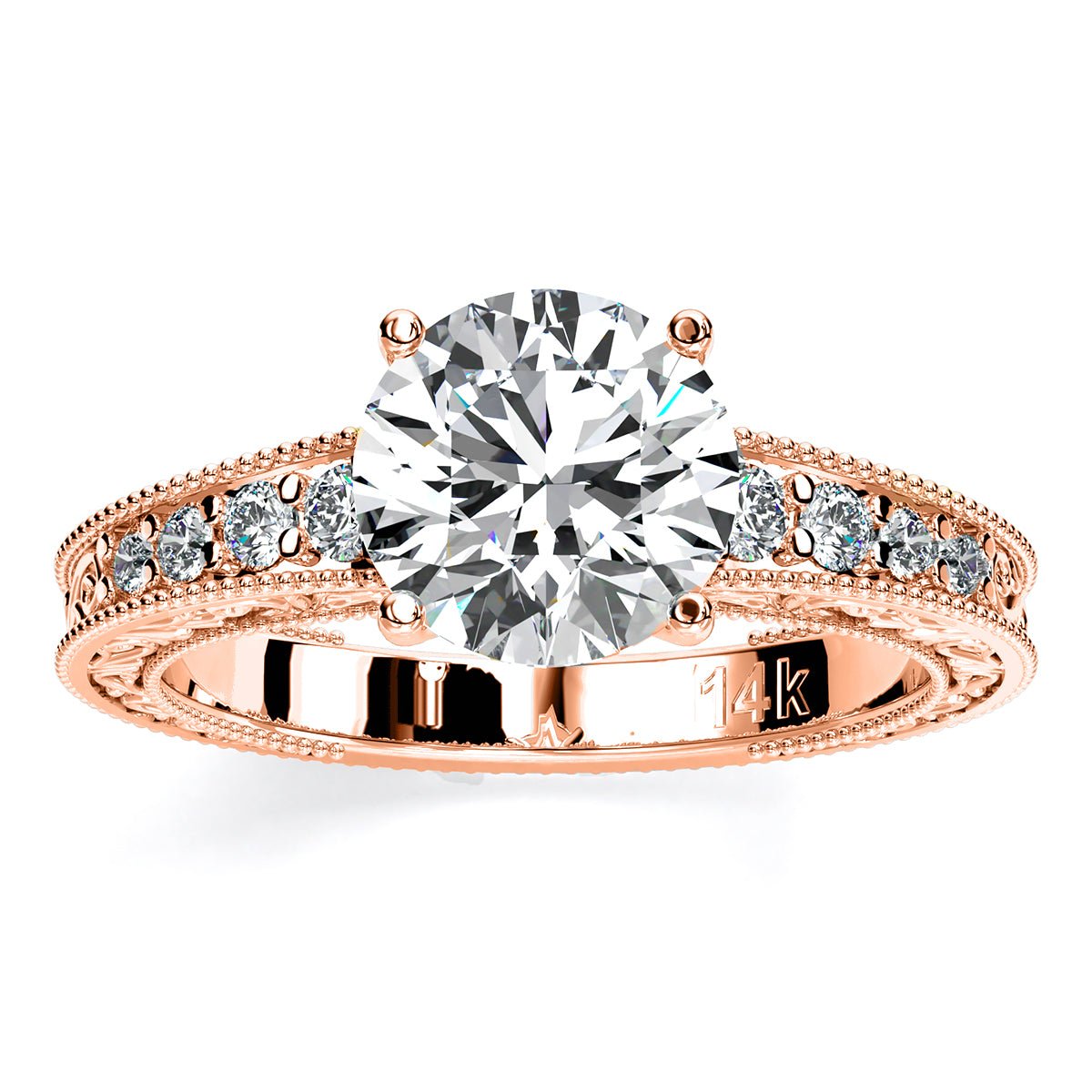 Romy Round Moissanite Engagement Ring rosegold