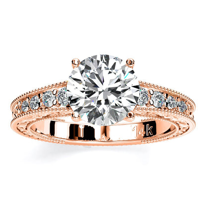 Romy Round Moissanite Engagement Ring rosegold