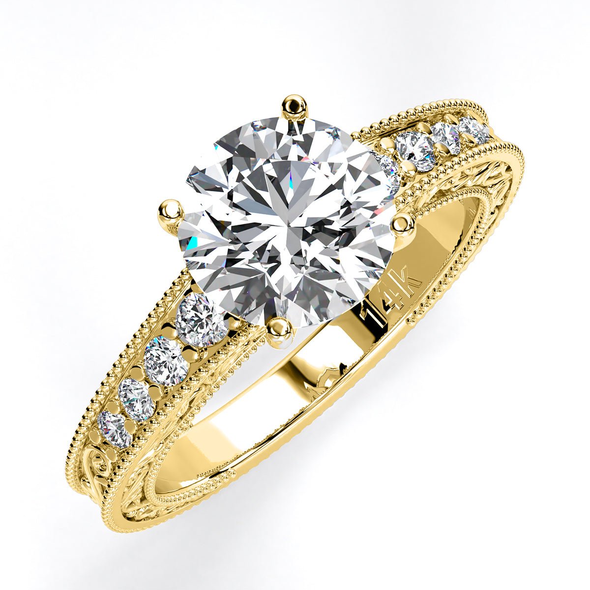 Romy Round Moissanite Engagement Ring yellowgold
