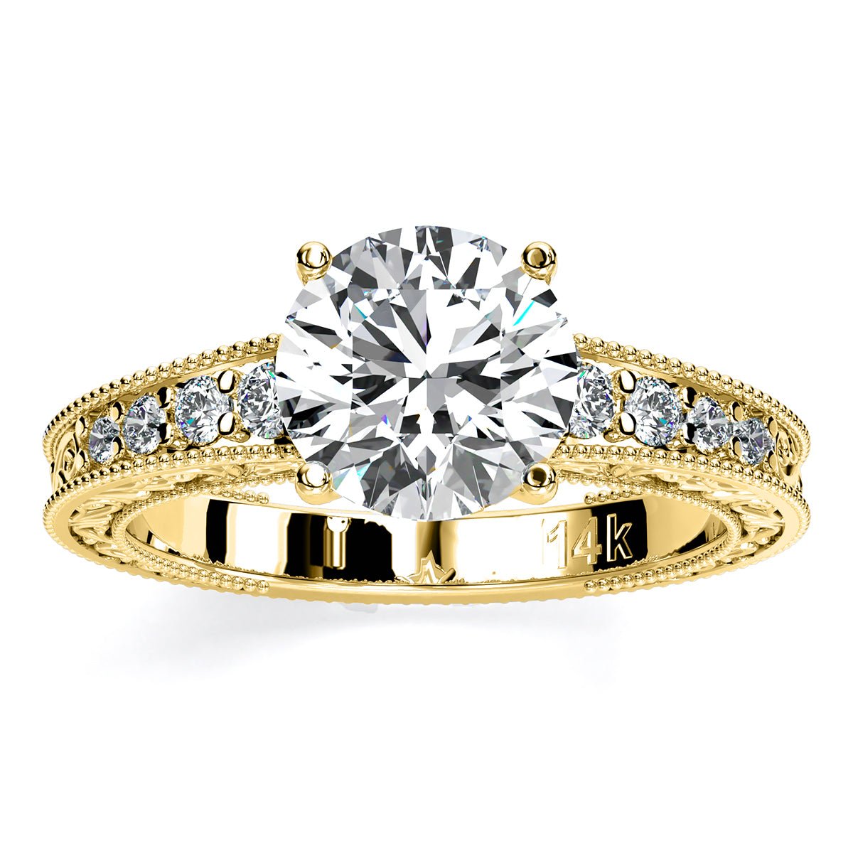 Romy Round Moissanite Engagement Ring yellowgold