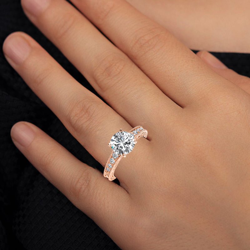 Romy Round Moissanite Engagement Ring rosegold