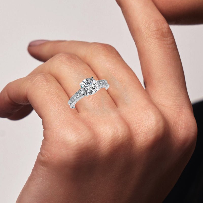 Romy Round Moissanite Engagement Ring whitegold