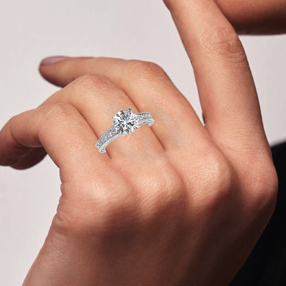 Romy Round Moissanite Engagement Ring whitegold