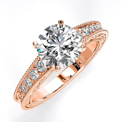 Romy Round Moissanite Engagement Ring rosegold