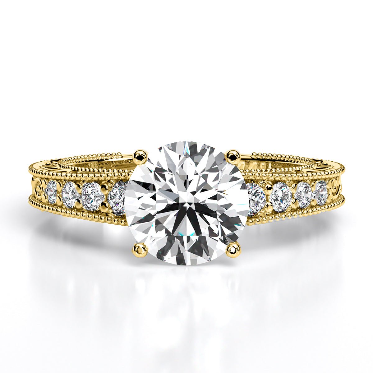 Romy Round Moissanite Engagement Ring yellowgold