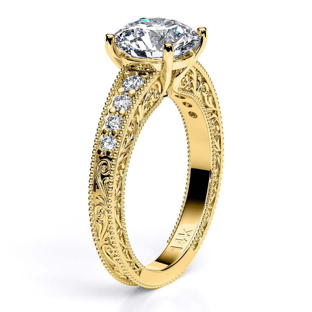 Romy Round Moissanite Engagement Ring yellowgold