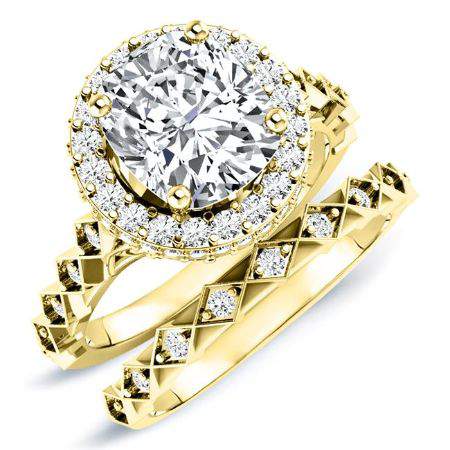 Rosanna Cushion Moissanite Bridal Set yellowgold