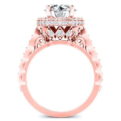 Rosanna Round Moissanite Bridal Set rosegold