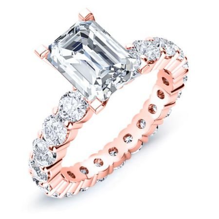 Rose Emerald Moissanite Bridal Set rosegold