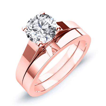 Rosemary Round Moissanite Bridal Set rosegold
