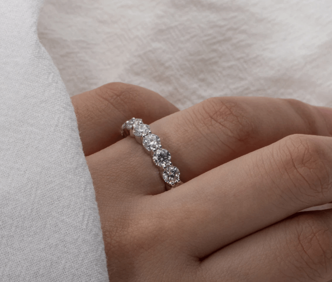 Round Cut Moissanite Eternity Band
