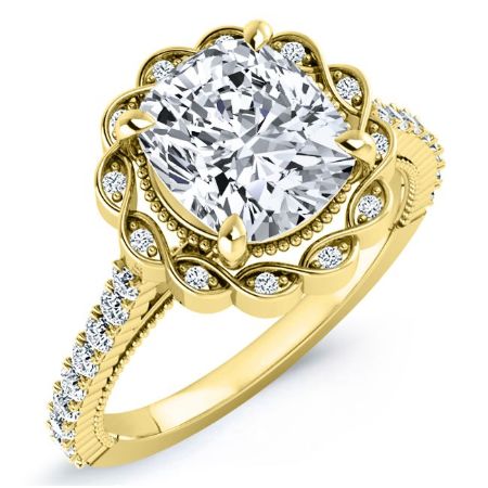 Ruellia Cushion Moissanite Bridal Set yellowgold