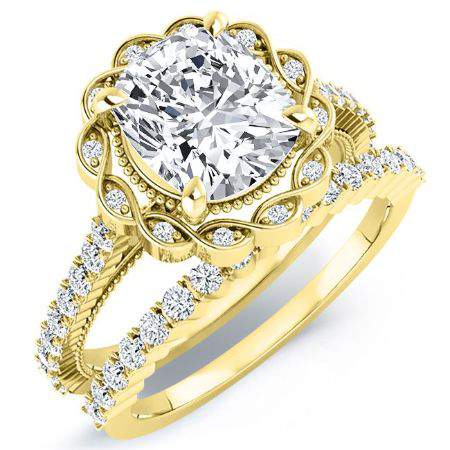 Ruellia Cushion Moissanite Bridal Set yellowgold