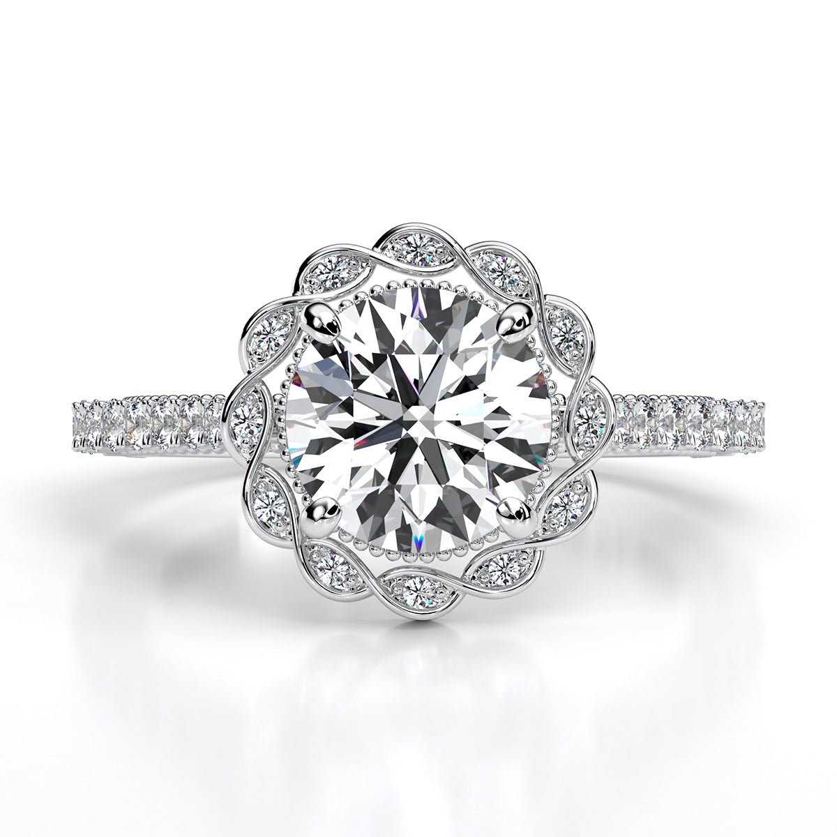 Ruellia Round Diamond Engagement Ring (Lab Grown Igi Cert) whitegold