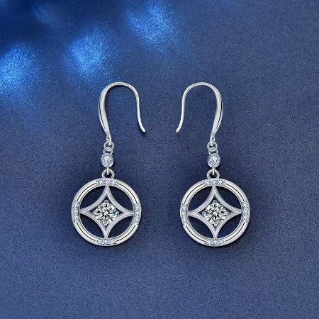 Sally Round Pearl & Diamond Dangling Earrings (Clarity Enhanced) whitegold
