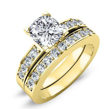 Eliza Moissanite Matching Band Only (engagement Ring Not Included) For Ring With Cushion Center yellowgold
