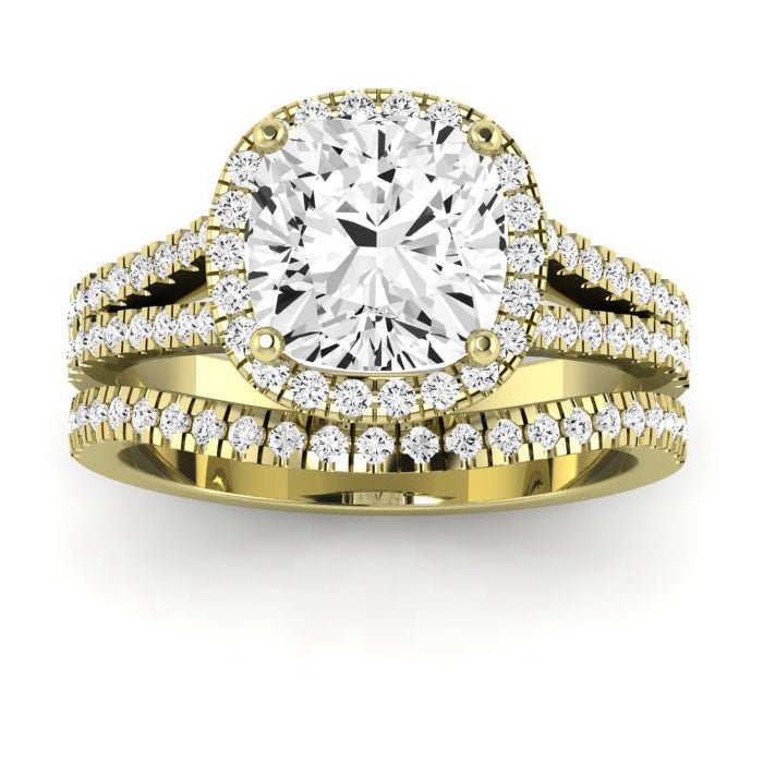 Silene Cushion Moissanite Bridal Set yellowgold