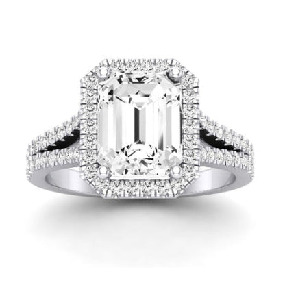 Silene Diamond Matching Band Only ( Engagement Ring Not Included) For Ring With Emerald Center whitegold