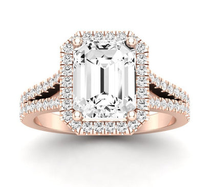 Silene Emerald Moissanite Engagement Ring rosegold