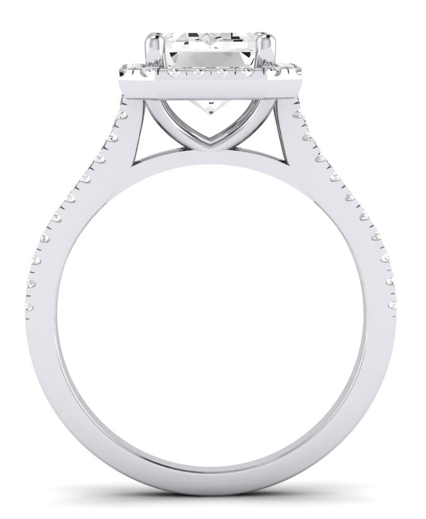 Silene Emerald Moissanite Engagement Ring whitegold