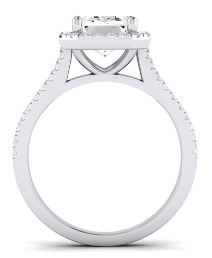 Silene Emerald Moissanite Engagement Ring whitegold