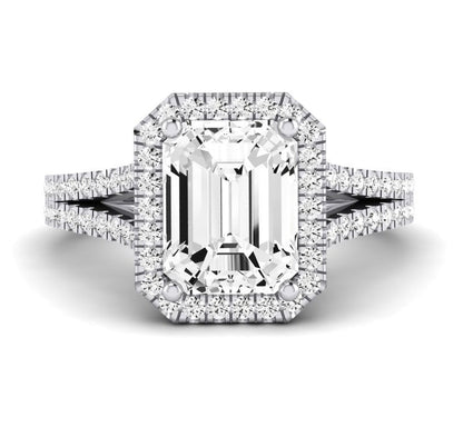 Silene Emerald Moissanite Engagement Ring whitegold