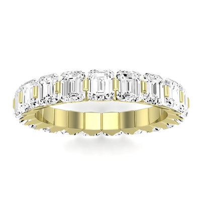 Silk Emerald Cut Moissanite Eternity Band yellowgold