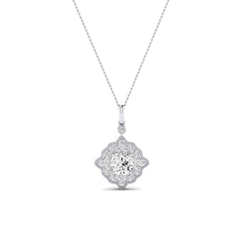 Sky Cushion Cut Diamond Halo Necklace (Clarity Enhanced) whitegold